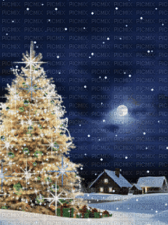 Albero con paesaggio invernale - GIF animate gratis