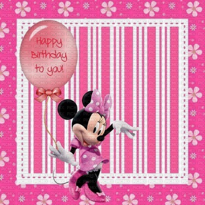 image encre color effet  happy birthday  Minnie Disney edited by me - Free PNG