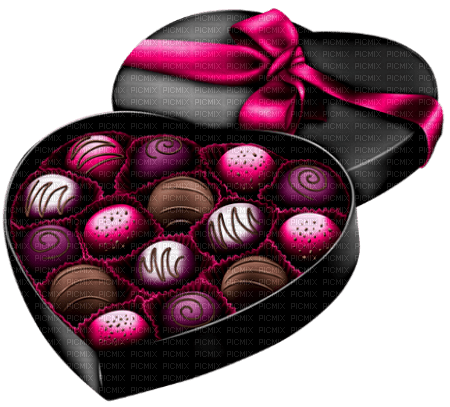 Heart.Box.Candy.Brown.Black.Pink.Purple - Free PNG