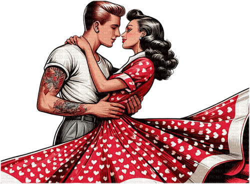 ♡§m3§♡ VDAY COUPLE RED BLAck rockabilly - kostenlos png
