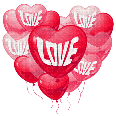 Kaz_Creations Valentine Deco Love Balloons Hearts Text - png grátis