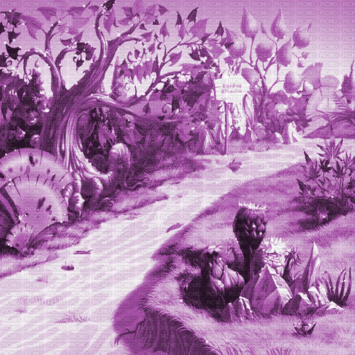 Y.A.M._Cartoons Landscape background purple - Nemokamas animacinis gif