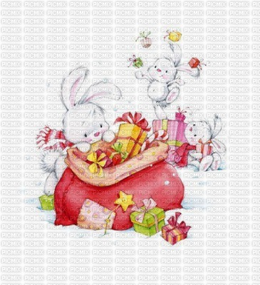 Bunnies Christmas presents - PNG gratuit