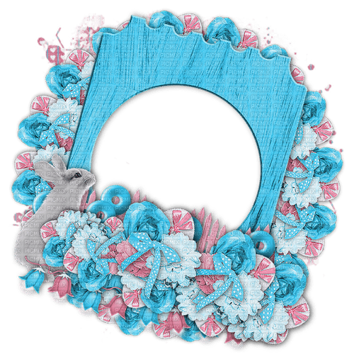 dolceluna spring blue pink teal frame bunny - png gratis
