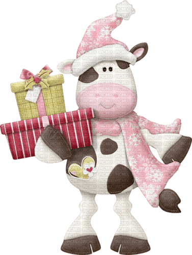 Vache Cadeaux Noel Rose :) - png ฟรี