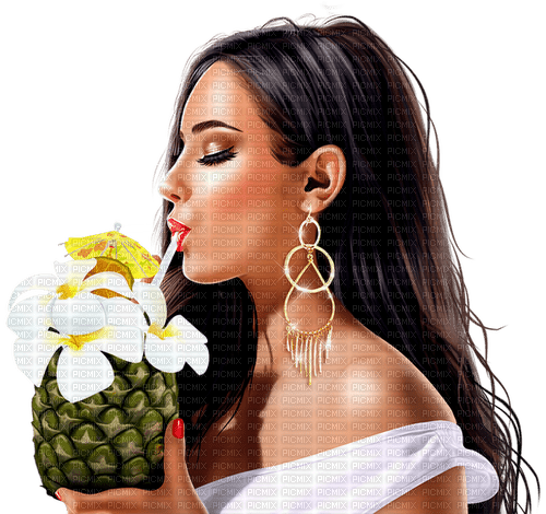 Woman. Coconut. Tropical. Summer. Leila - gratis png