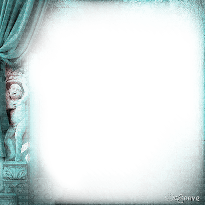 soave frame vintage gothic statue curtain teal - darmowe png