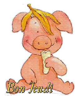 bon jeudi petit cochon - Безплатен анимиран GIF