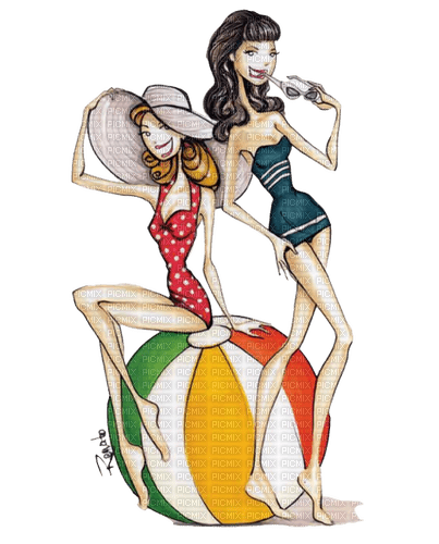 summer woman friends beach - besplatni png