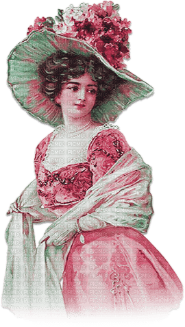 soave woman vintage spring victorian  pink  green - zdarma png