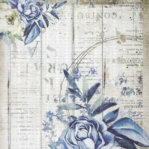 Scrap Background Blue Flowers - Free PNG
