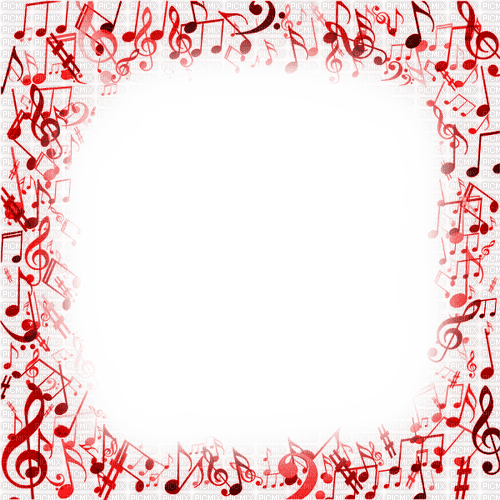Music.Notes.Frame.Red - By KittyKatLuv65 - Free PNG
