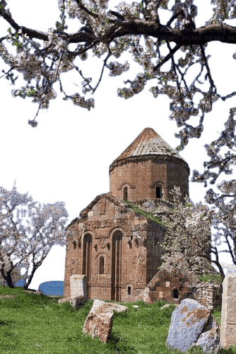 flower,graas,rock,church,house,tree, - bezmaksas png