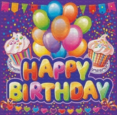 image ink happy birthday balloons cupcake color edited by me - ücretsiz png