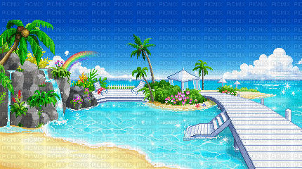 pixel beach - Gratis animeret GIF
