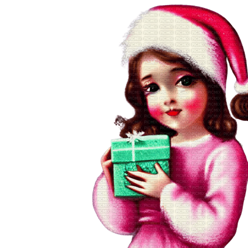 kikkapink vintage christmas girl child - darmowe png