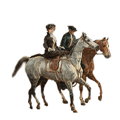pareja a caballo vintage dubravka4 - gratis png