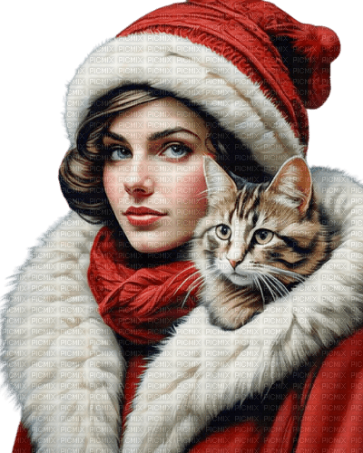 loly33 femme chat hiver - 無料png