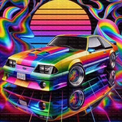 Rainbow Car - zdarma png