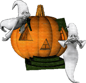 Pumpkin House Ghosts - Безплатен анимиран GIF