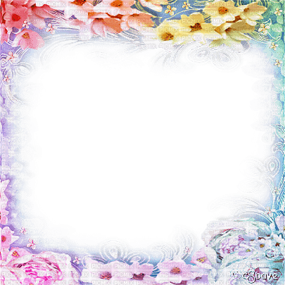 soave frame flowers vintage spring rainbow - png gratuito