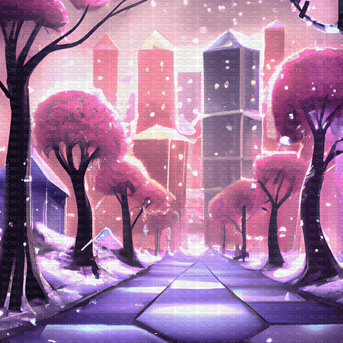 ♥❀❀❀❀ pink  snow  landscape city winter - 無料png