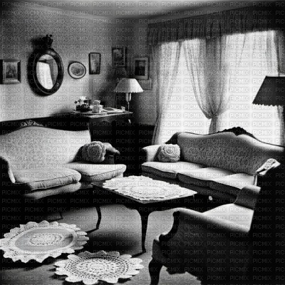 Vintage Living Room B&W - png gratis