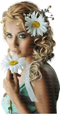 woman with flowers bp - Free PNG