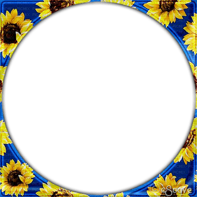 soave frame circle flowers sunflowers blue yellow - png grátis