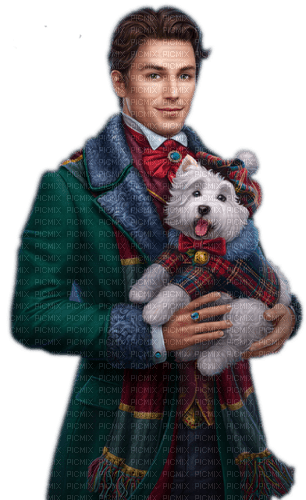 loly33 homme chien noël - 免费PNG