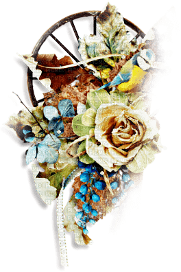 soave deco steampunk rose blue brown yellow - zdarma png