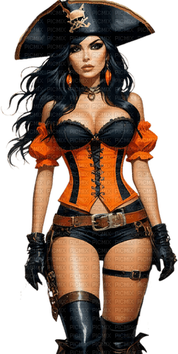 ♡§m3§♡ orange pirate black female - png gratis