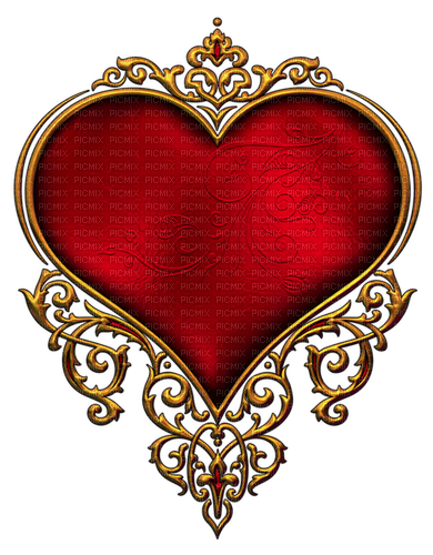 hjärta-röd-guld---heart-red-guld - png grátis