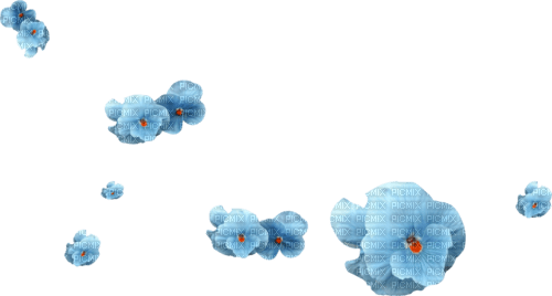 kikkapink overlay flowers blue - png ฟรี