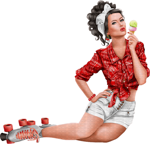 Woman on roller skates. Leila - Free PNG