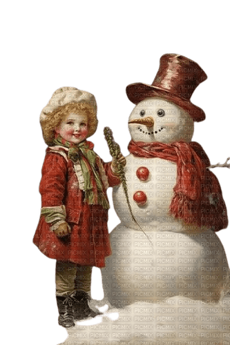 vintage hiver enfant neige - ücretsiz png