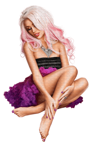 kikkapink woman spring  fantasy pink hair - 無料png