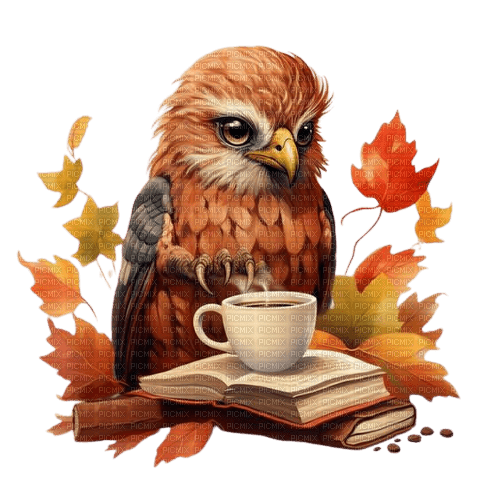 owl, coffee, animal, herbst, autumn, automne - gratis png