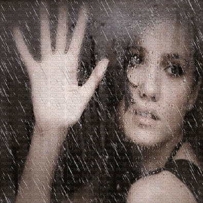 sad woman gif rain window triste femme pluie - Gratis animeret GIF
