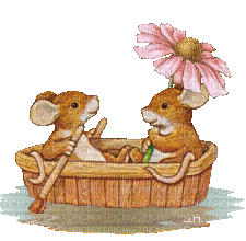Animated Mouse Mice in Boat - Gratis animerad GIF