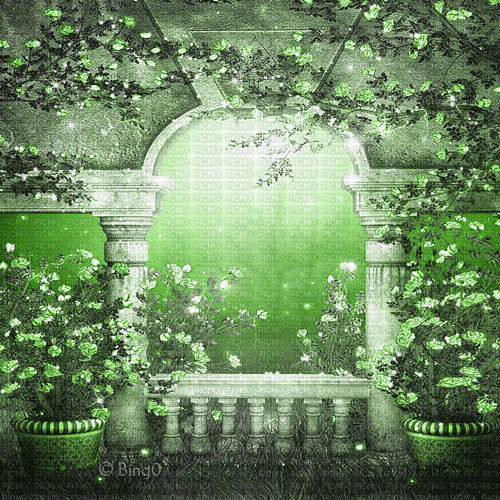 Y.A.M._Fantasy Landscape background green - Kostenlose animierte GIFs