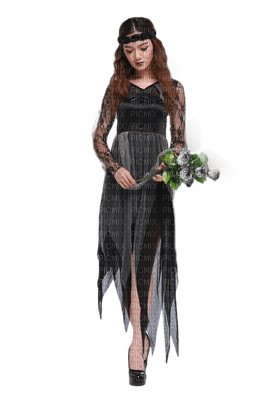 portrait femme robe noire - zadarmo png