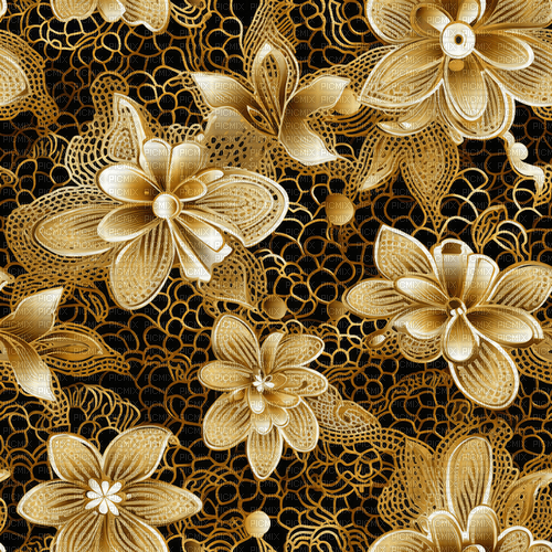 sm3 flower pattern gold image black - png ฟรี