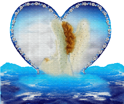 Kaz_Creations Animated Angel In Heart Water - Gratis geanimeerde GIF