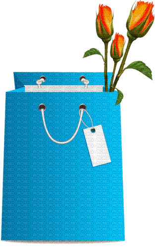 Bag with roses. Birthday. Valentine. Leila - PNG gratuit