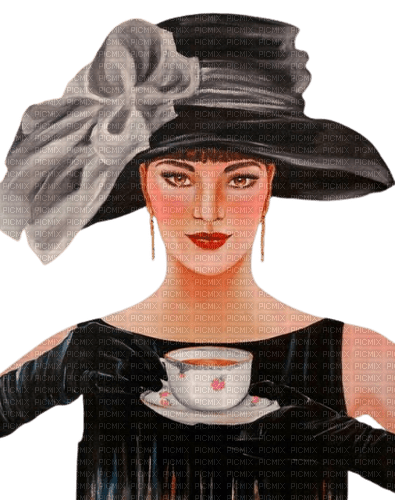 loly33 femme café vintage - Free PNG