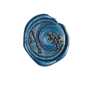 moon blue and gold bronze wax seal - PNG gratuit