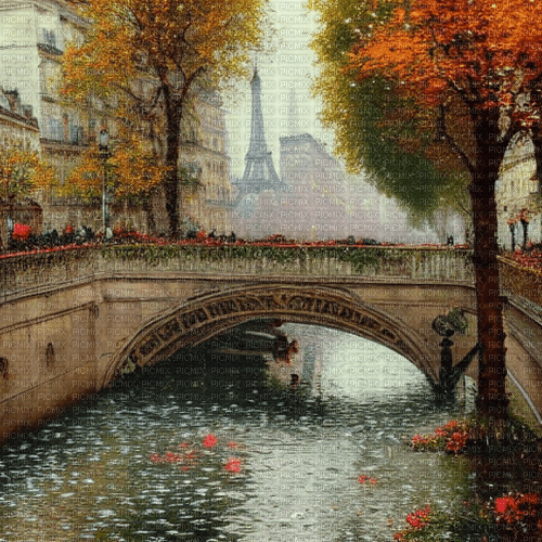 kikkapink autumn paris background - gratis png