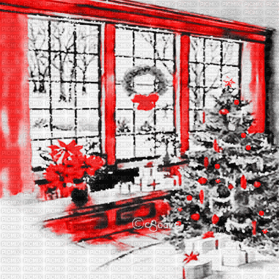 soave background animated christmas vintage tree - GIF animé gratuit