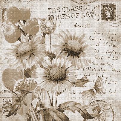 soave background animated postcard  flowers sepia - Free animated GIF